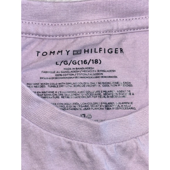 Tommy Hilfiger T Shirt Mens Large (16-18) Purple Embroidered Logo Cotton Slim Fi - Picture 3 of 7